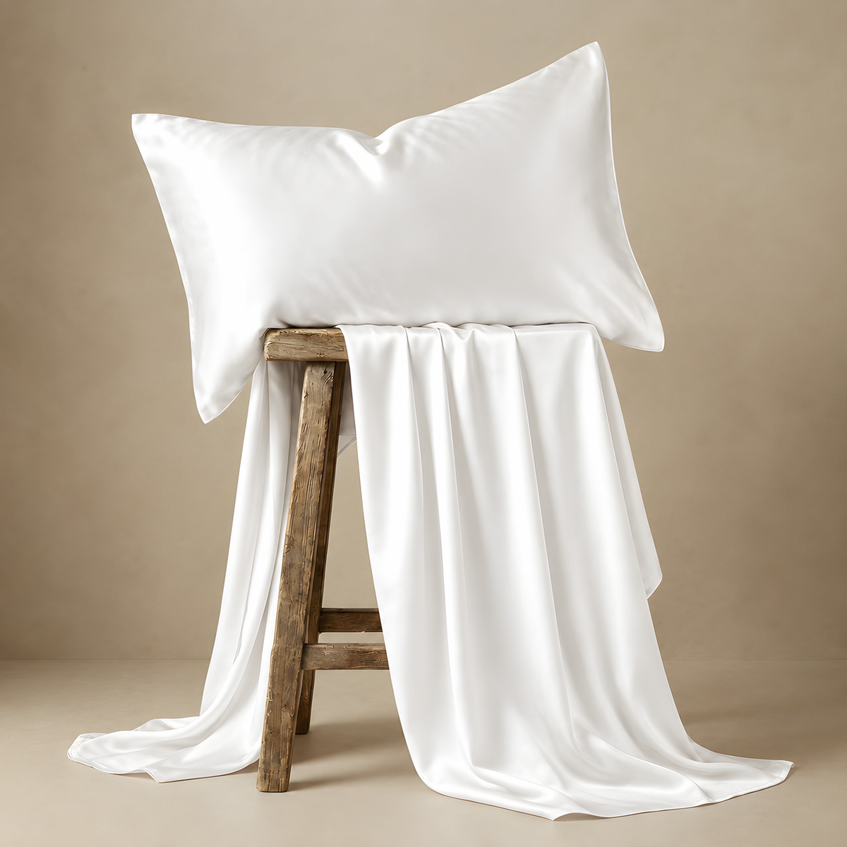 Taie d'oreiller en soie Cloudy blanc