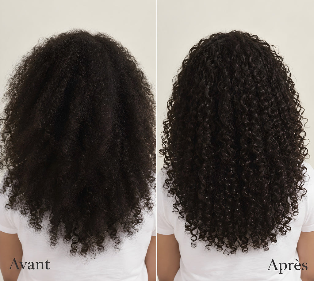 Avant / après : des boucles plus définies et moins de frisottis avec une taie en soie de mûrier Cloudy