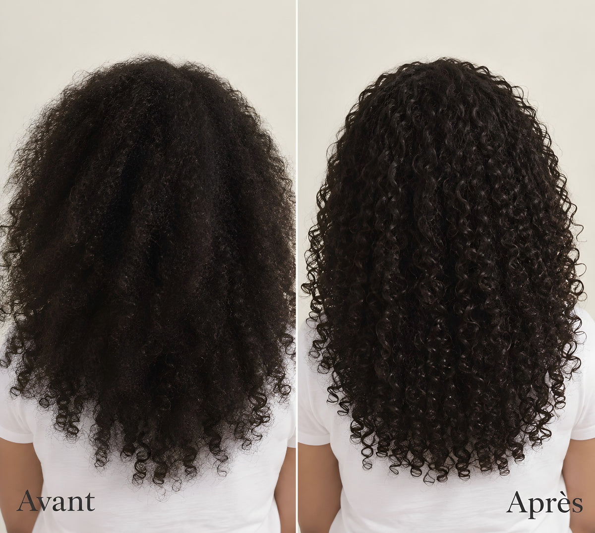 Avant / après : des boucles plus définies et moins de frisottis avec une taie en soie de mûrier Cloudy